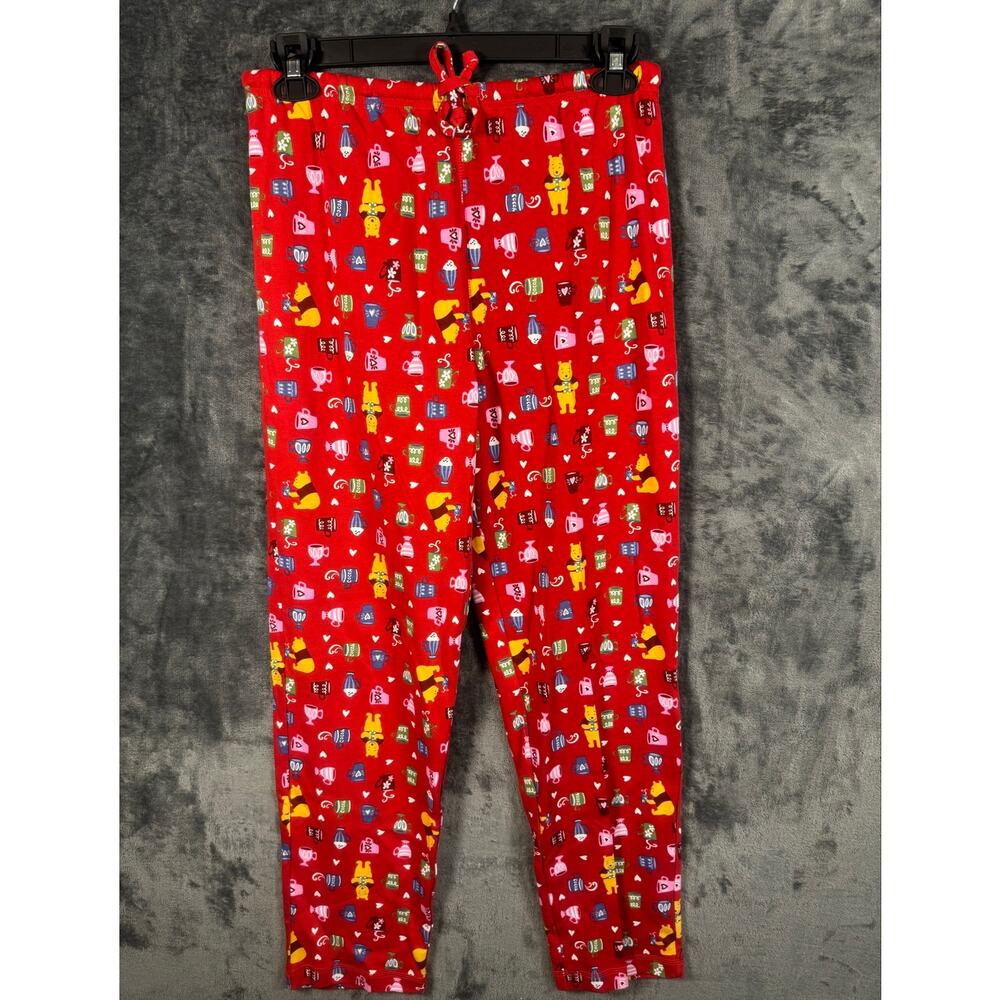 NOS NWT VTG 90s Disney Store Winnie The Pooh “Pooh Cocoa” Pajama Set Medium Red - Picture 3 of 15